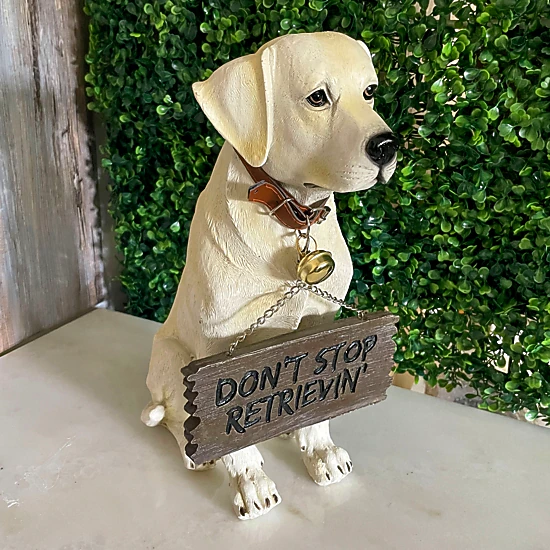 DWK Labrador Retriever Garden Welcome Statue Reversible Sign Don't Stop ...