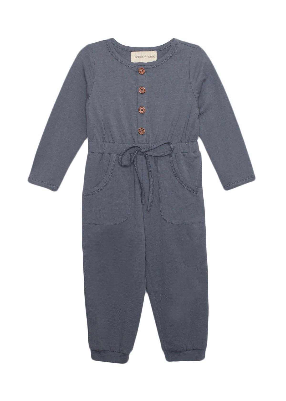 Mabel and Honey Into the Field Knit Jumpsuit - Girls Navy