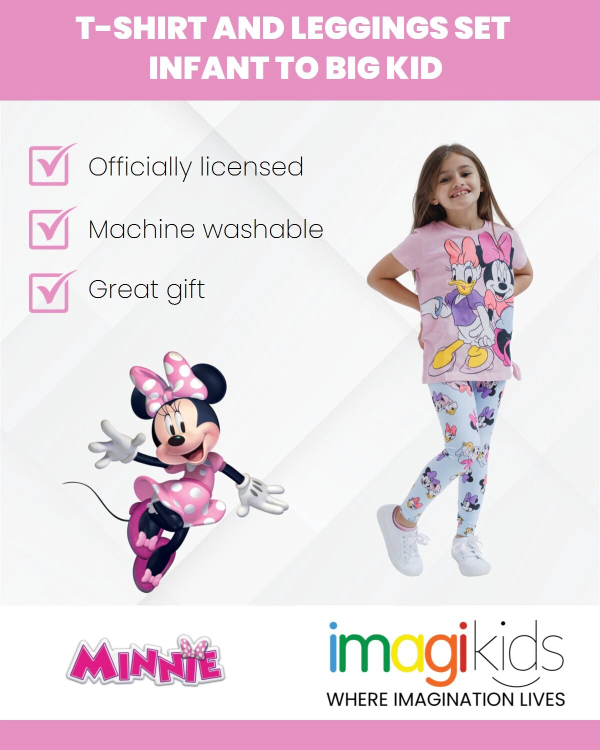 Disney Minnie Mouse Girls' 2-Piece T-Shirt and Leggings Set