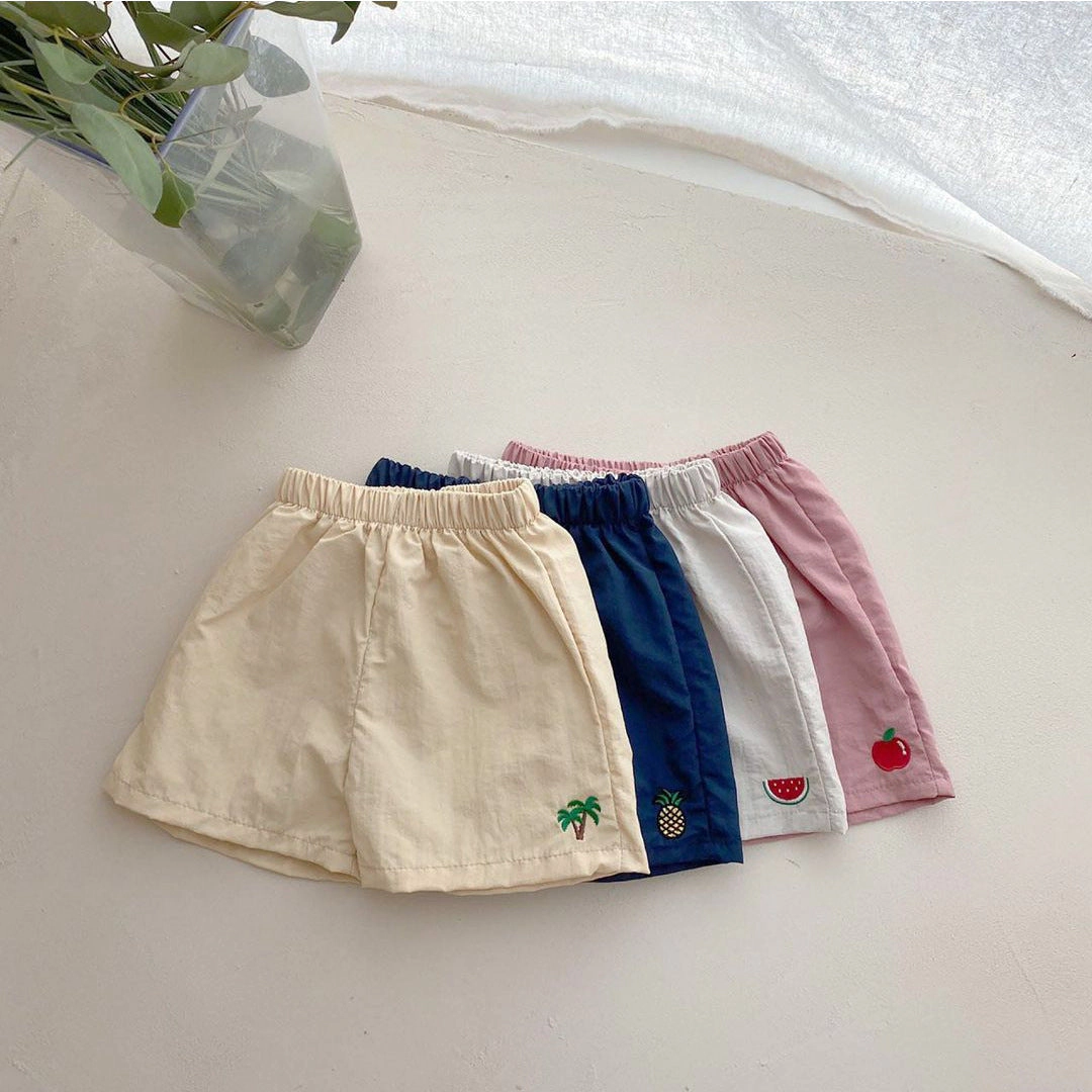 MyKids-USA Baby Fruit Embroidered Summer Beach Comfy Shorts