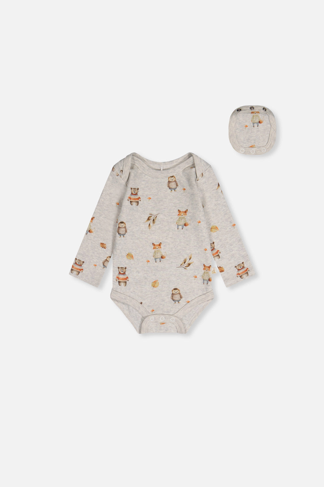 Deux par Boys Organic Cotton Long Sleeve Printed Detail Onesie