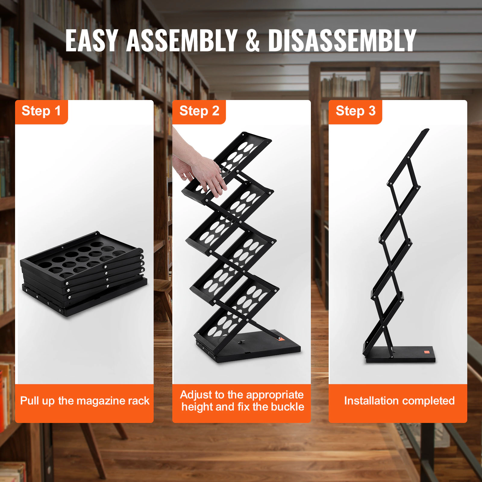 HONGGE Foldable Magazine Display Rack, Brochure Literature Stand