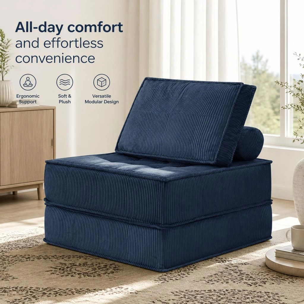 GOODSILO Comfortable Soft Fabric Single Seat Bean Bag Lazy Sofa Chair