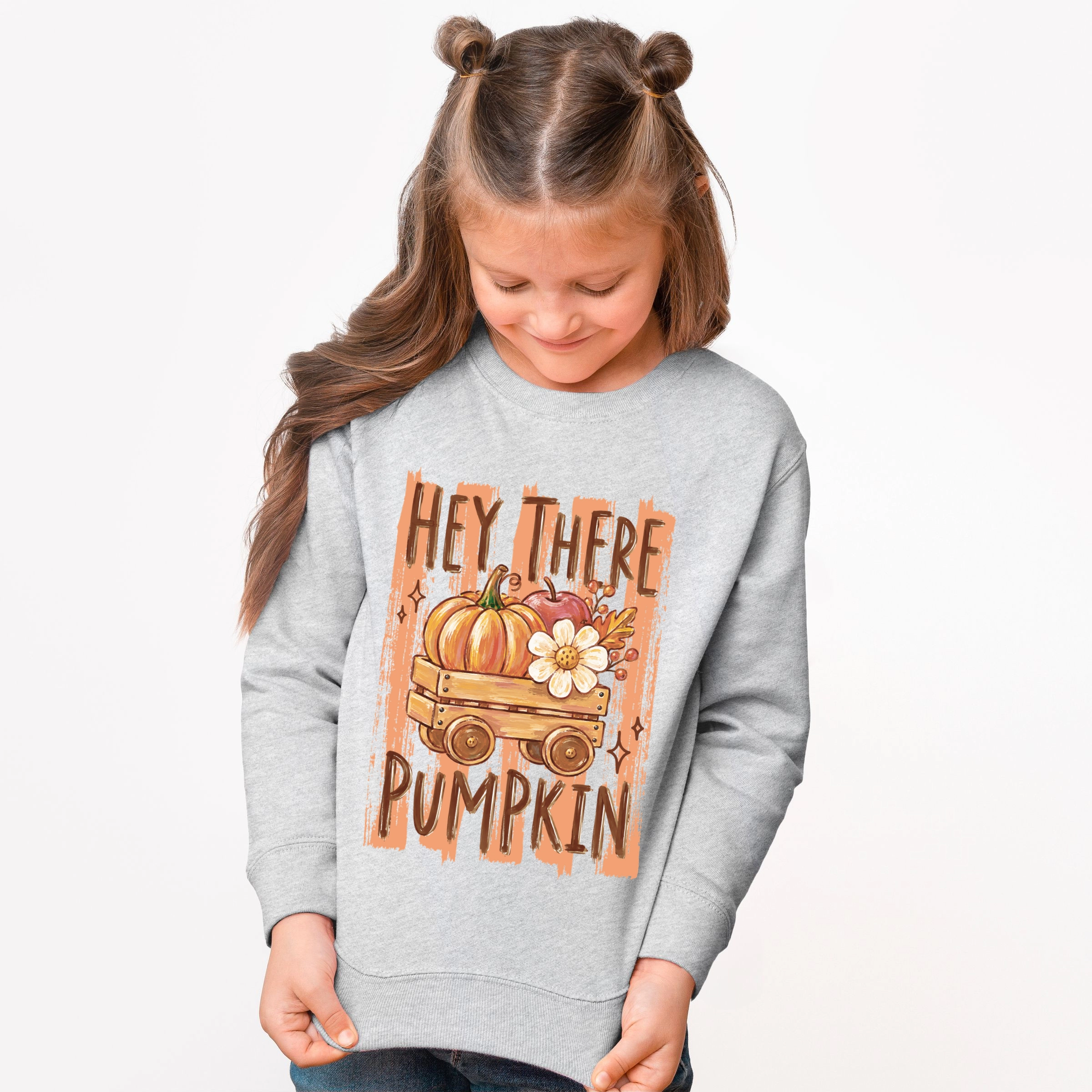 The Juniper Shop  - Youth Graphic Sweatshirt Hey There Pumpkin Stripes