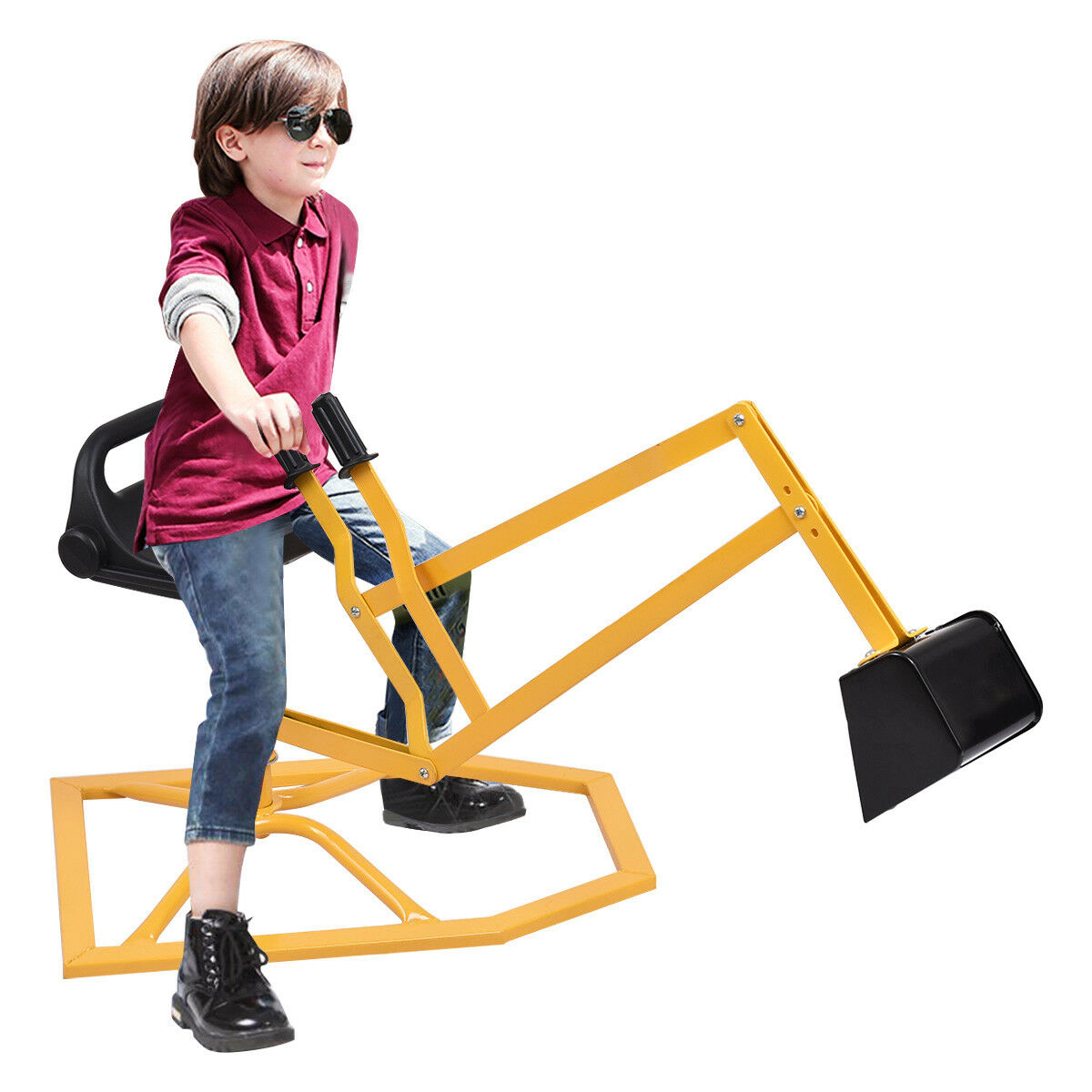 Costway Heavy Duty Kid Ride-on Sand Digger Digging Scooper  Excavator for Sand Toy