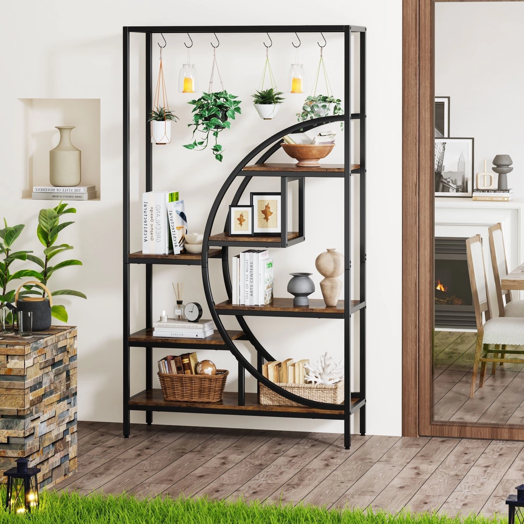 Tribesigns 70.9" Tall Plant Stand, 7 Tier Flower Pots Display Rack with 6 Hooks