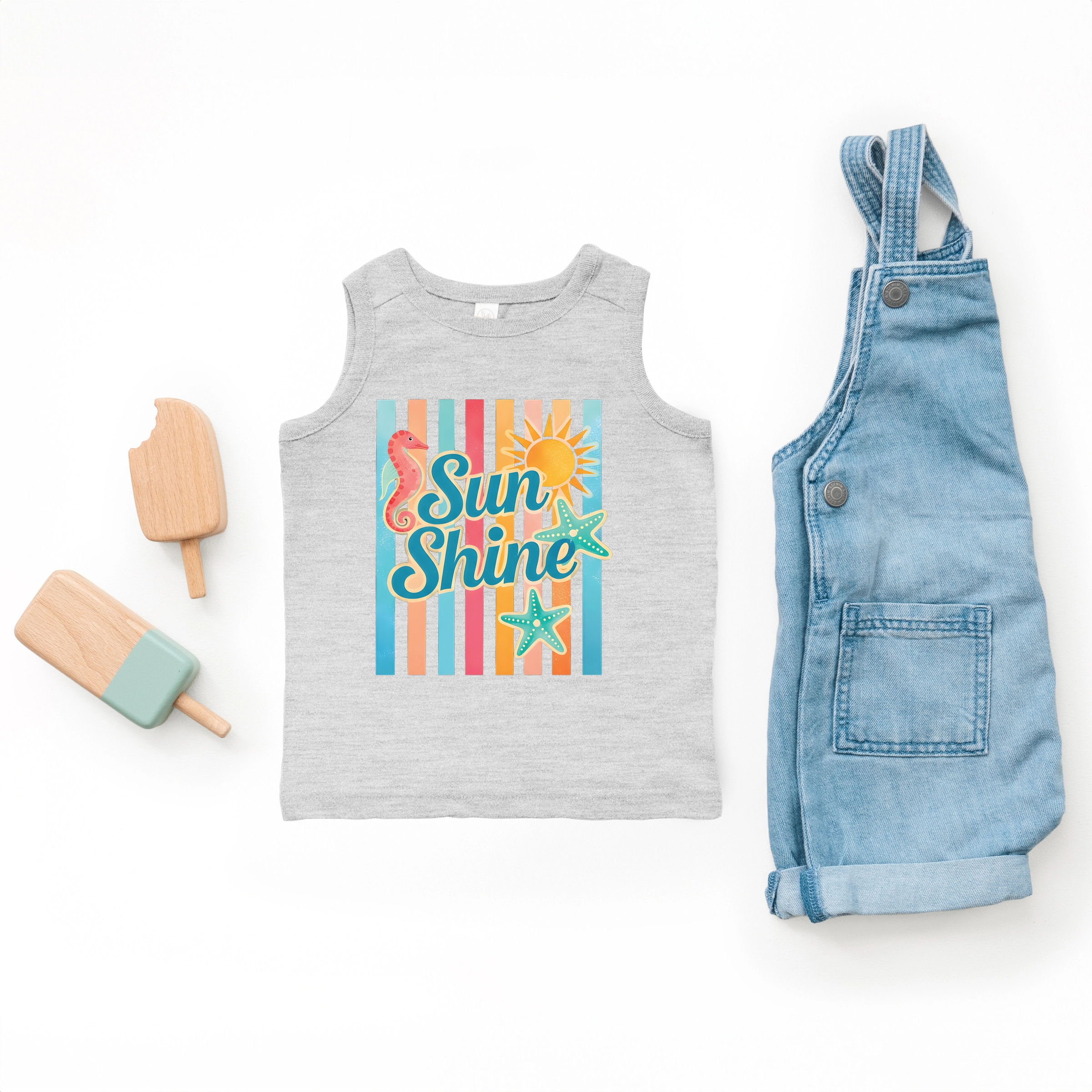 The Juniper Shop - Sunshine Seahorse Stripes Toddler Graphic Tank