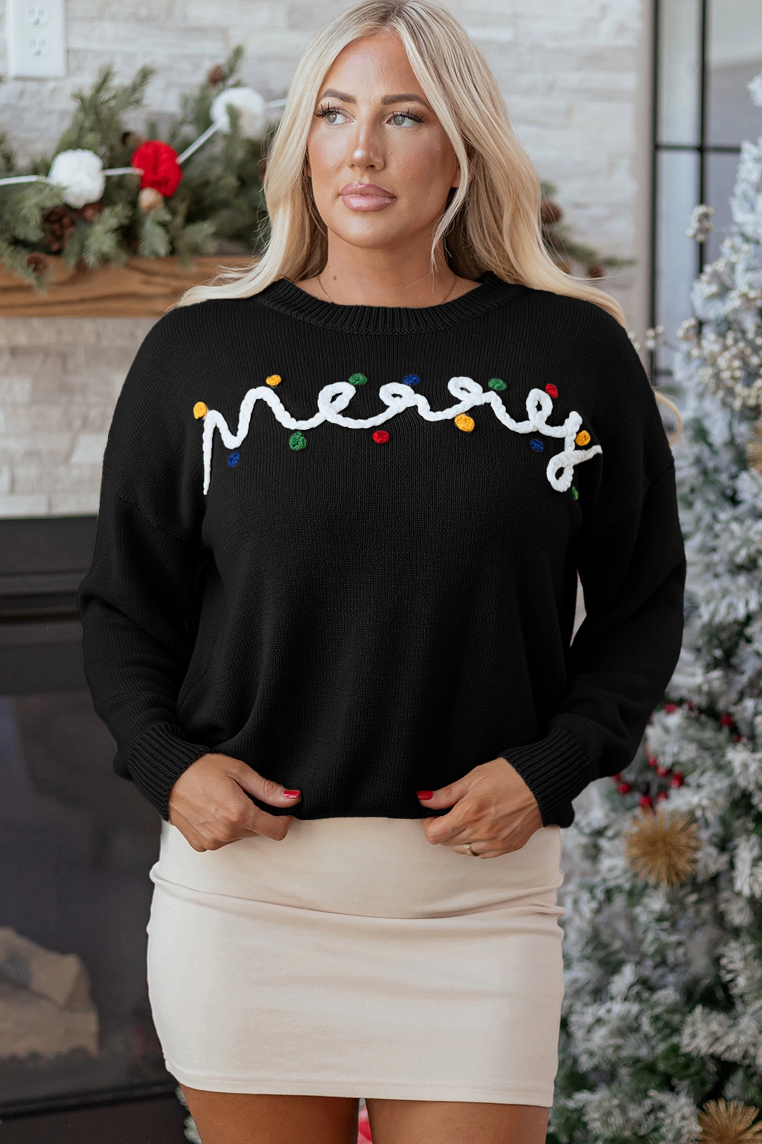 Threaded Pear Women's Darcy Christmas Drop Shoulder Sweater