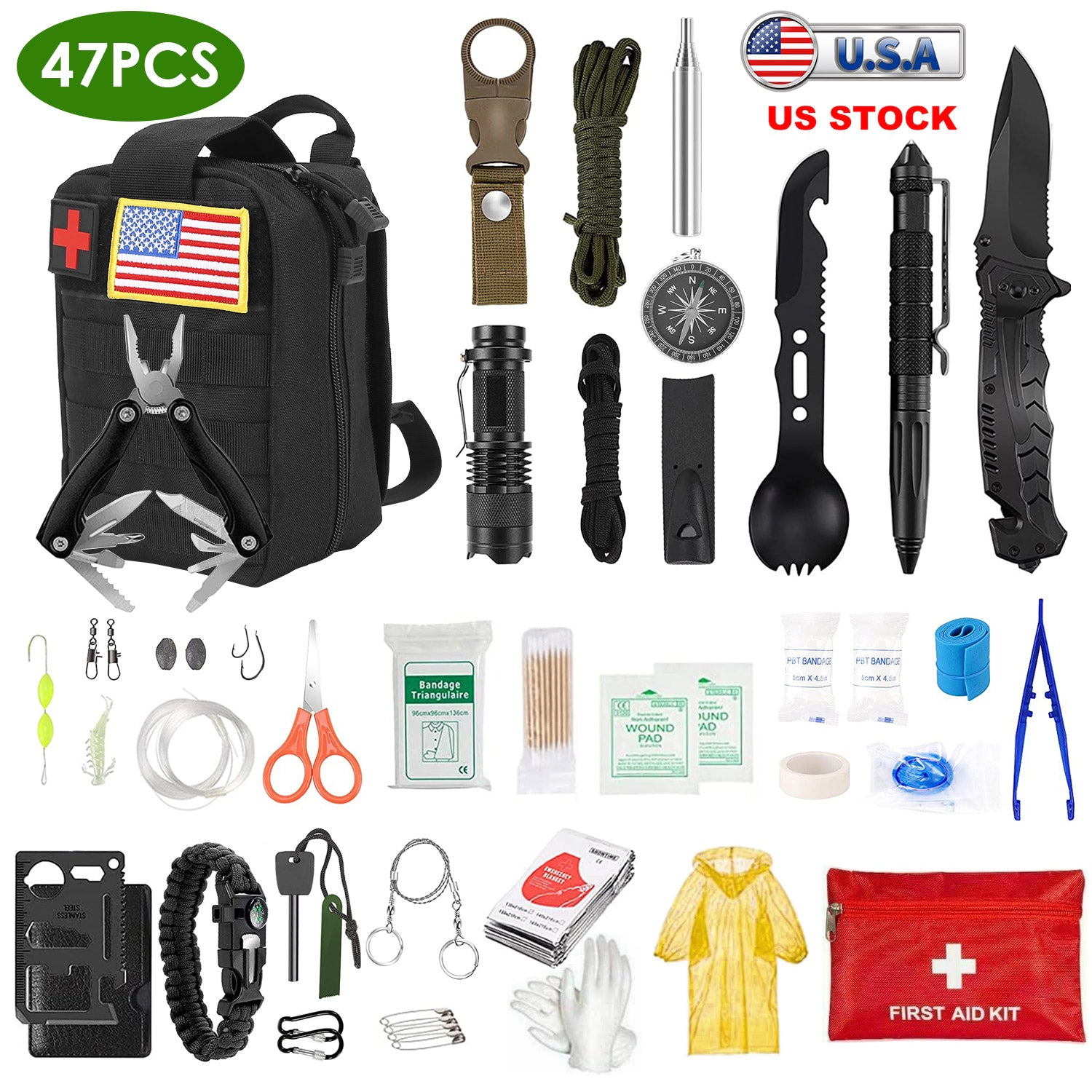 GBruno 47-Piece Emergency Survival Kit With Pouch