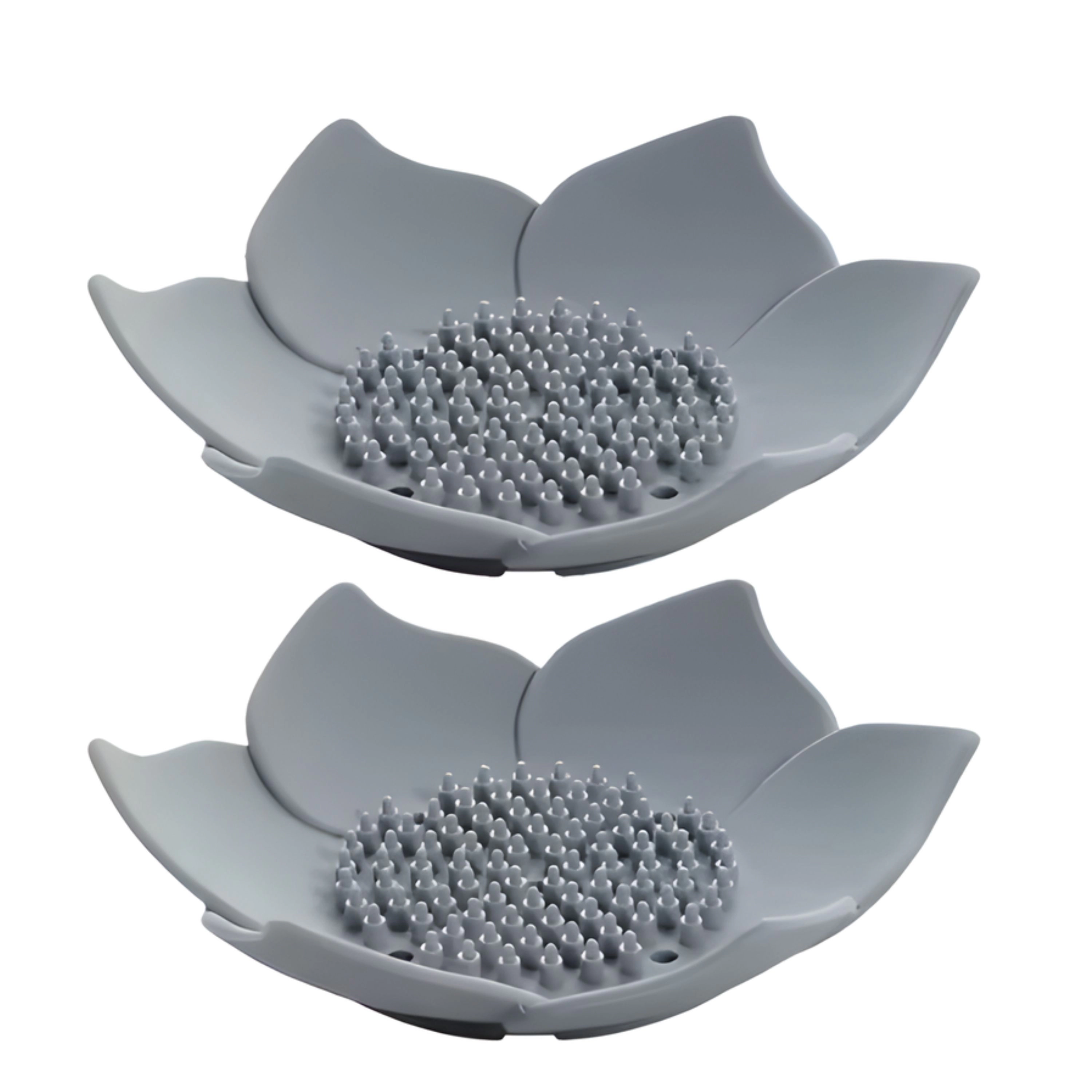 Kitcheniva 2 Pcs Silicone Self-Draining Flower Soap Dish