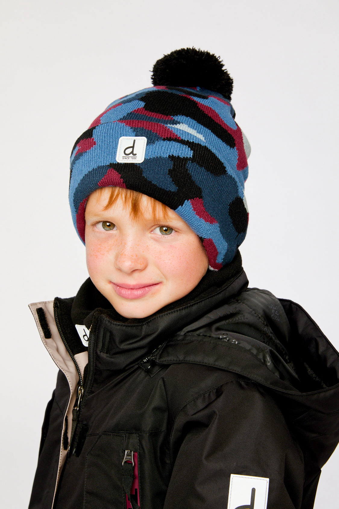 Deux par Deux Boys Camouflage Winter Knit Hat with Pompom