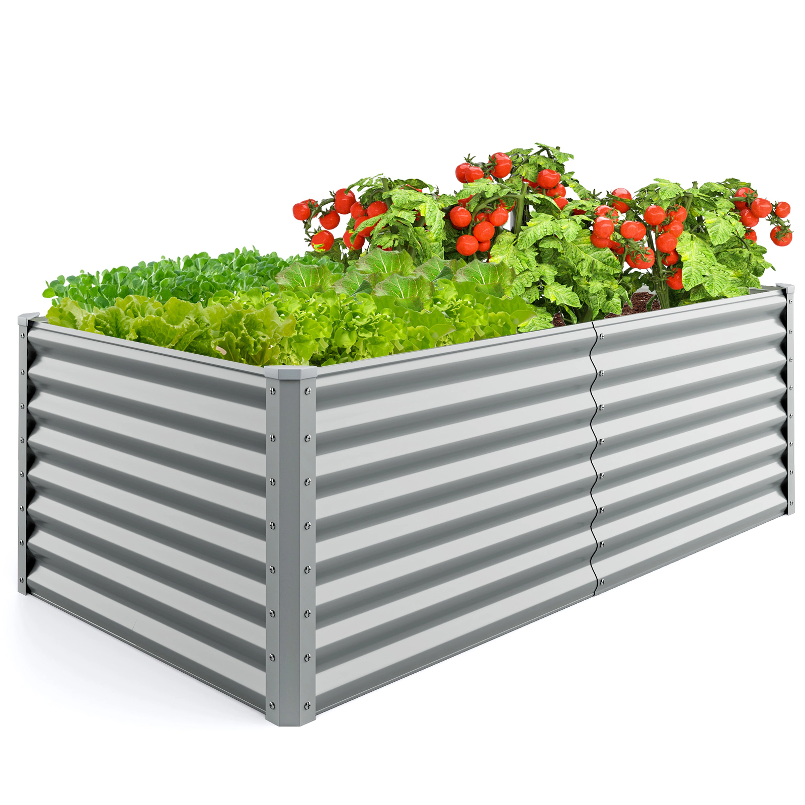 SlickBlue Gray Metal Raised Planter Box for Outdoor Gardening