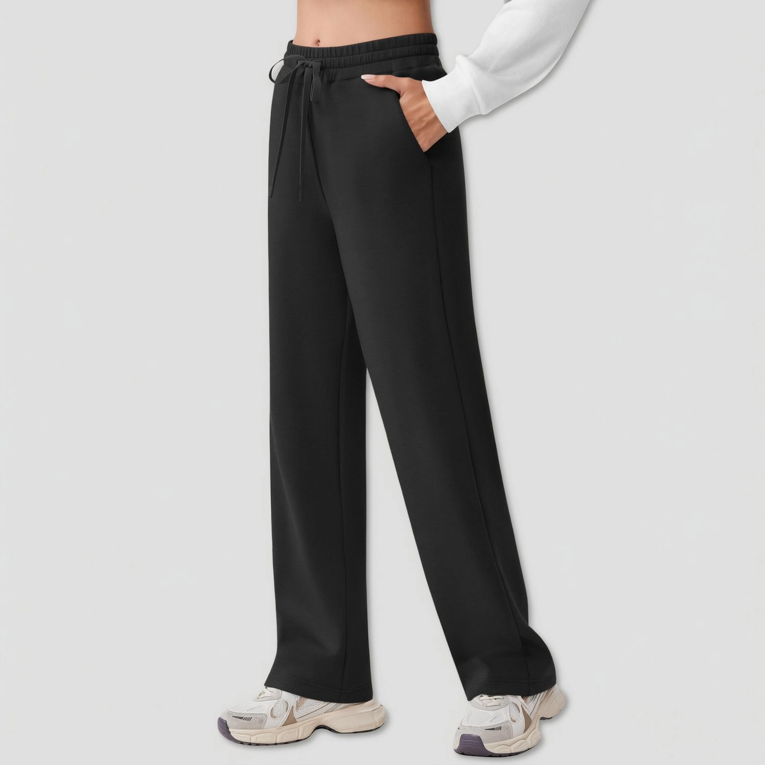 Pinspark Womens Wide Leg Sweatpants High Waist Drawstring Pockets Casual Lounge Pants
