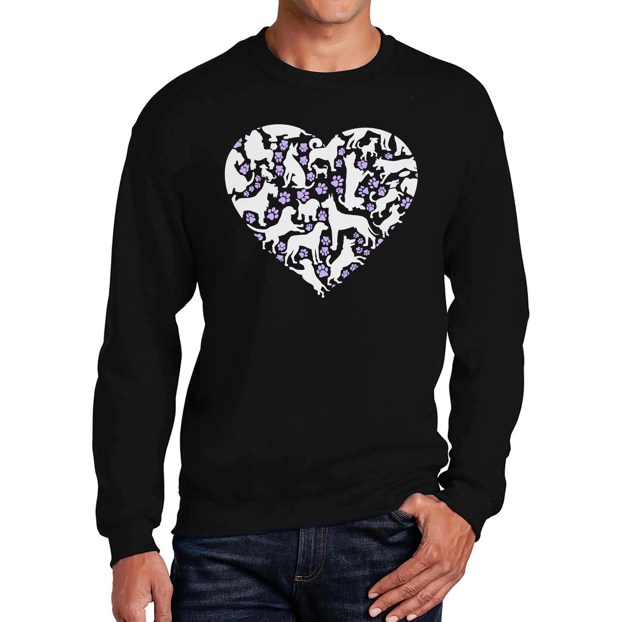 LA Pop Art Dog Heart - Men's Word Crew Sweatshirt