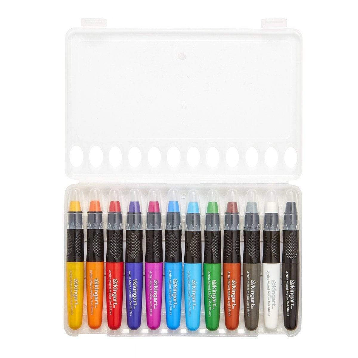 KINGART Mixed Media Gel Stick Crayons - Set of 12