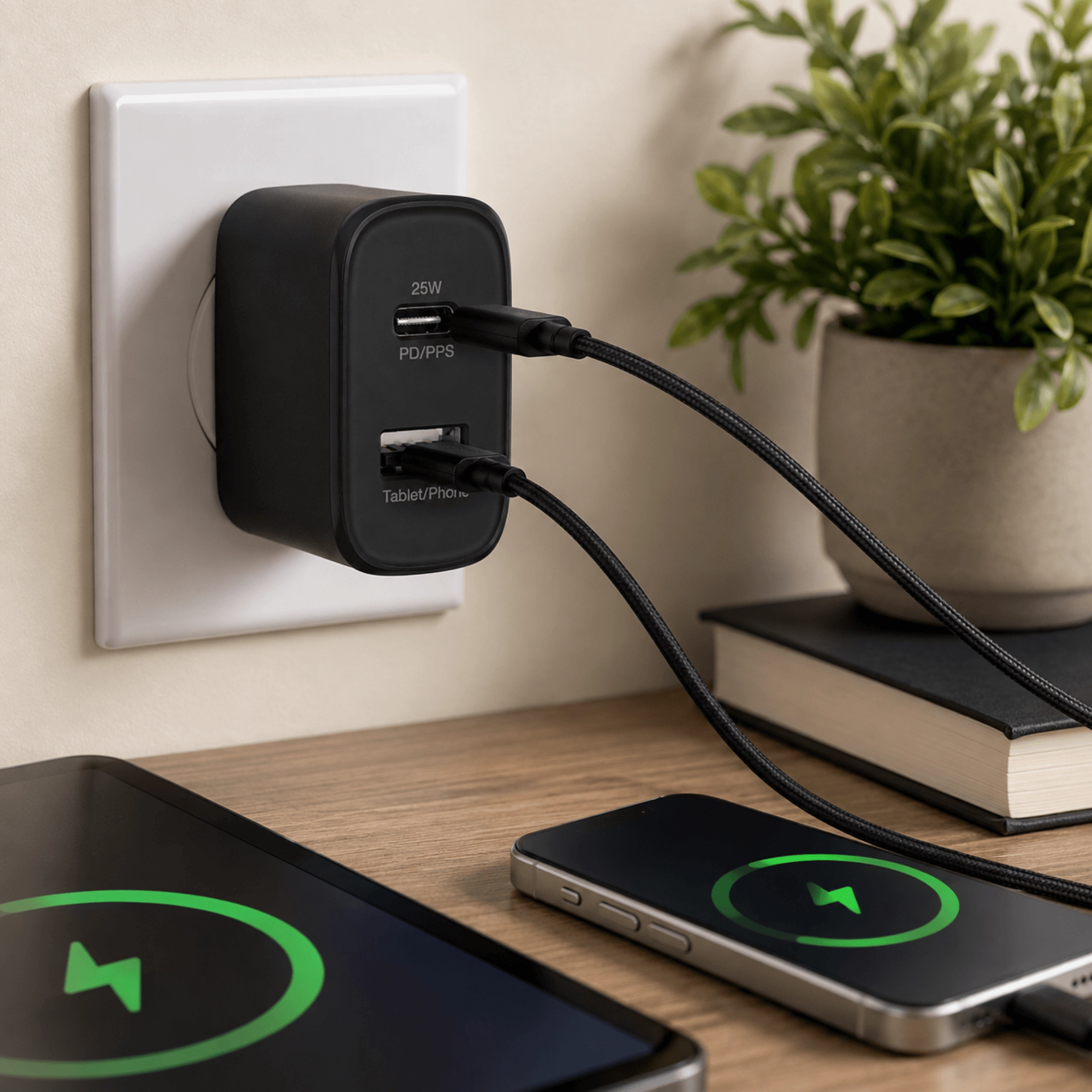 HyperGear SpeedBoost 25W USB-C PD + 12W USB Fast Wall Charger with PPS