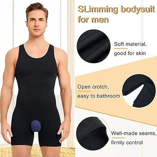 Nebility Mens Sleeveless Compression Bodysuit