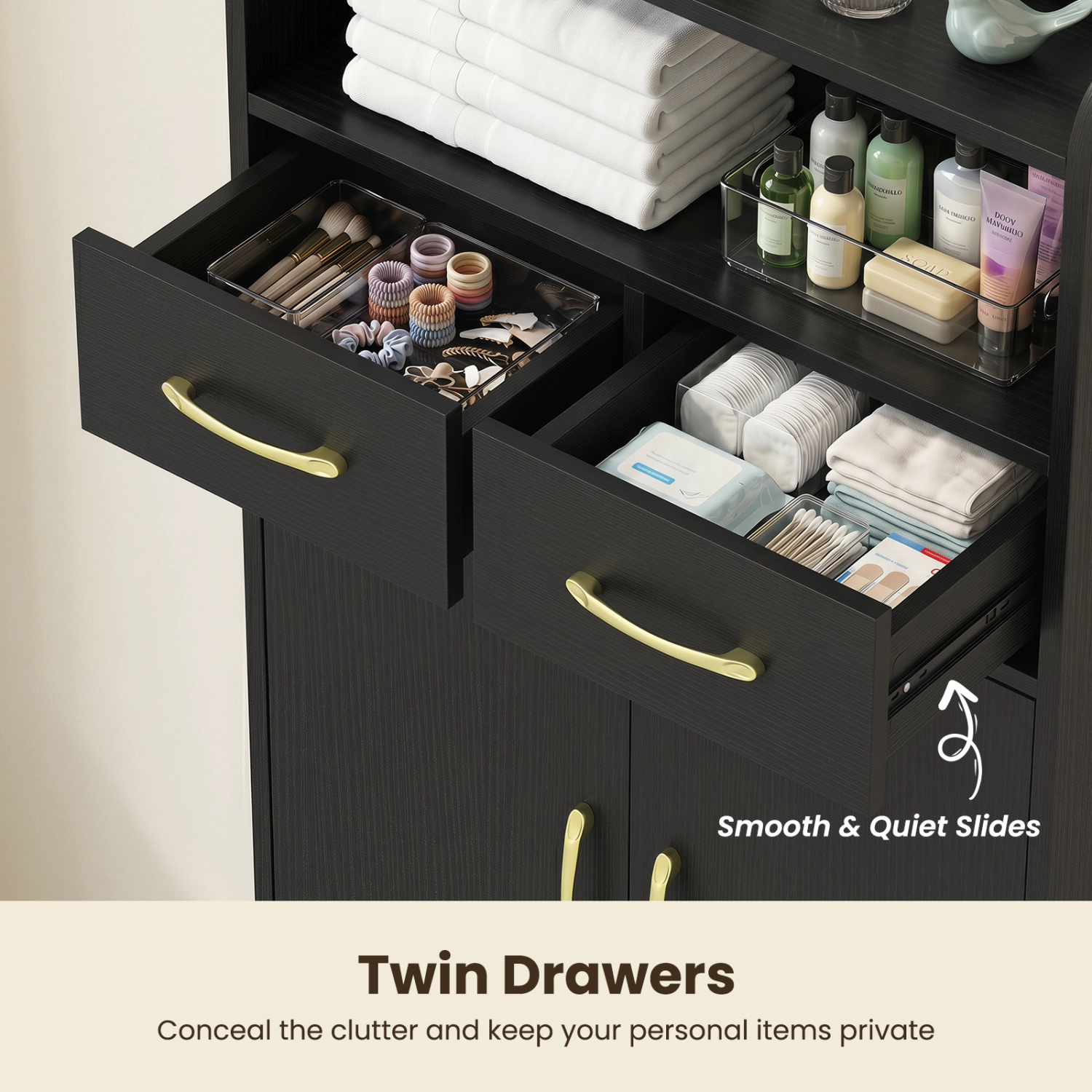 SlickBlue Bathroom Storage Cabinet with Drawers, Doors & Adjustable Shelf