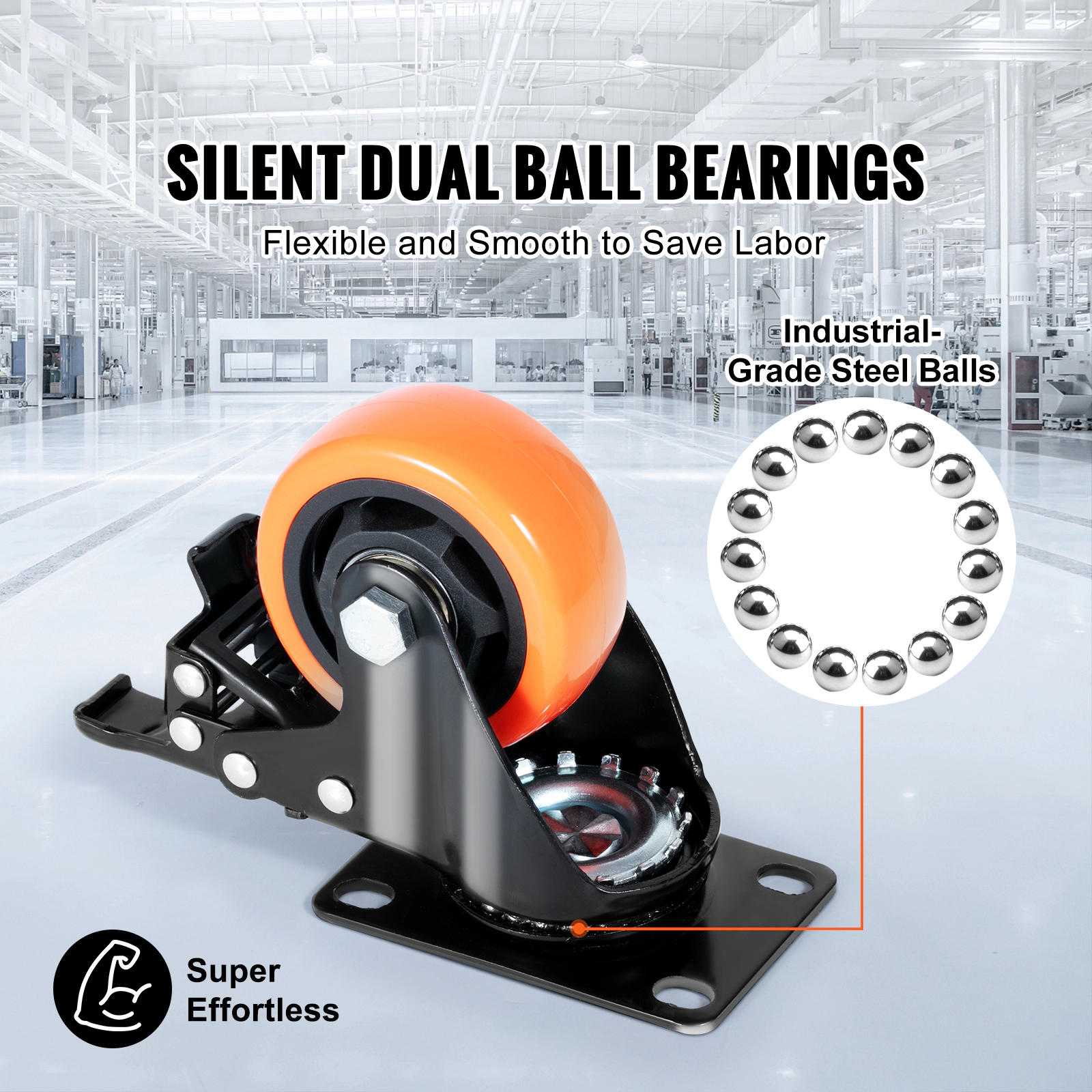 HONGGE Caster Wheels Swivel Plate Casters with Wheels Per Caster Wheels