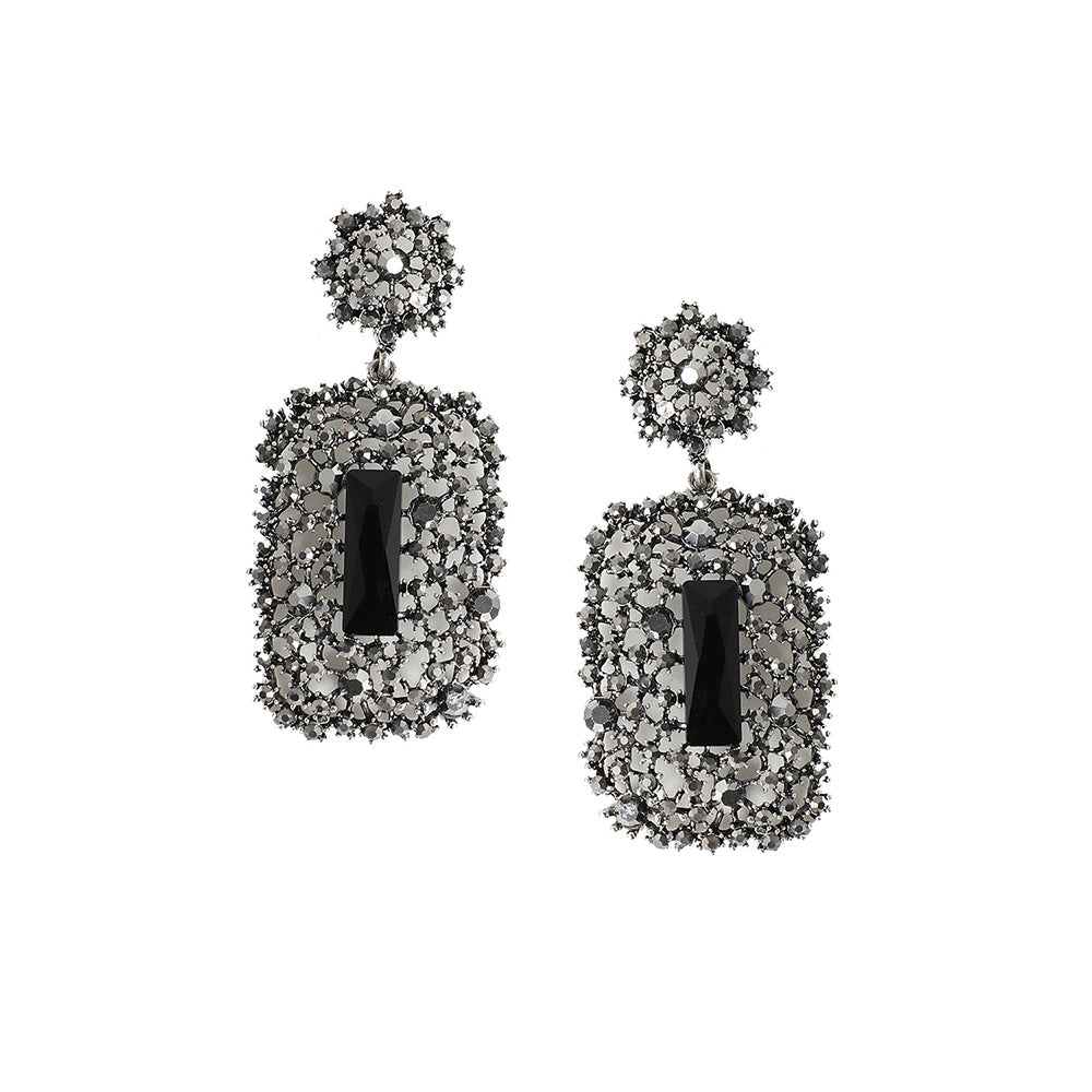SOHI Women's Stone Intricate Cluster Geometric Drop Earrings