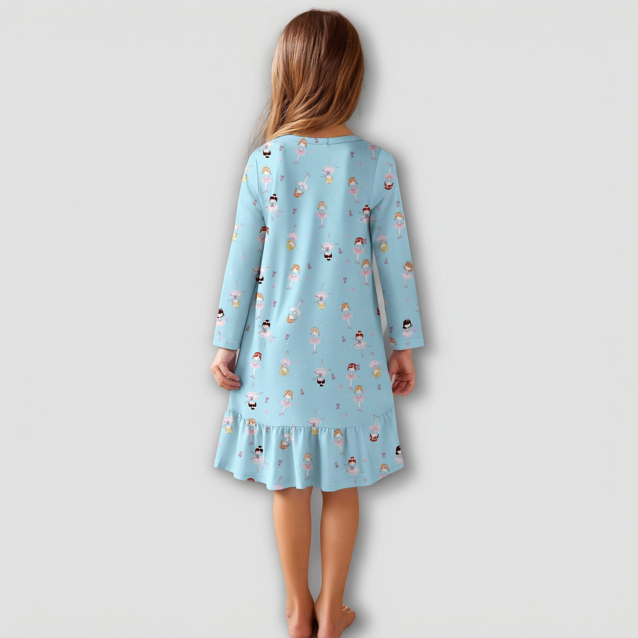 Arshiner Girls Sleepwear Long Sleeve Cute Nightgown Nightie Pajama Dress