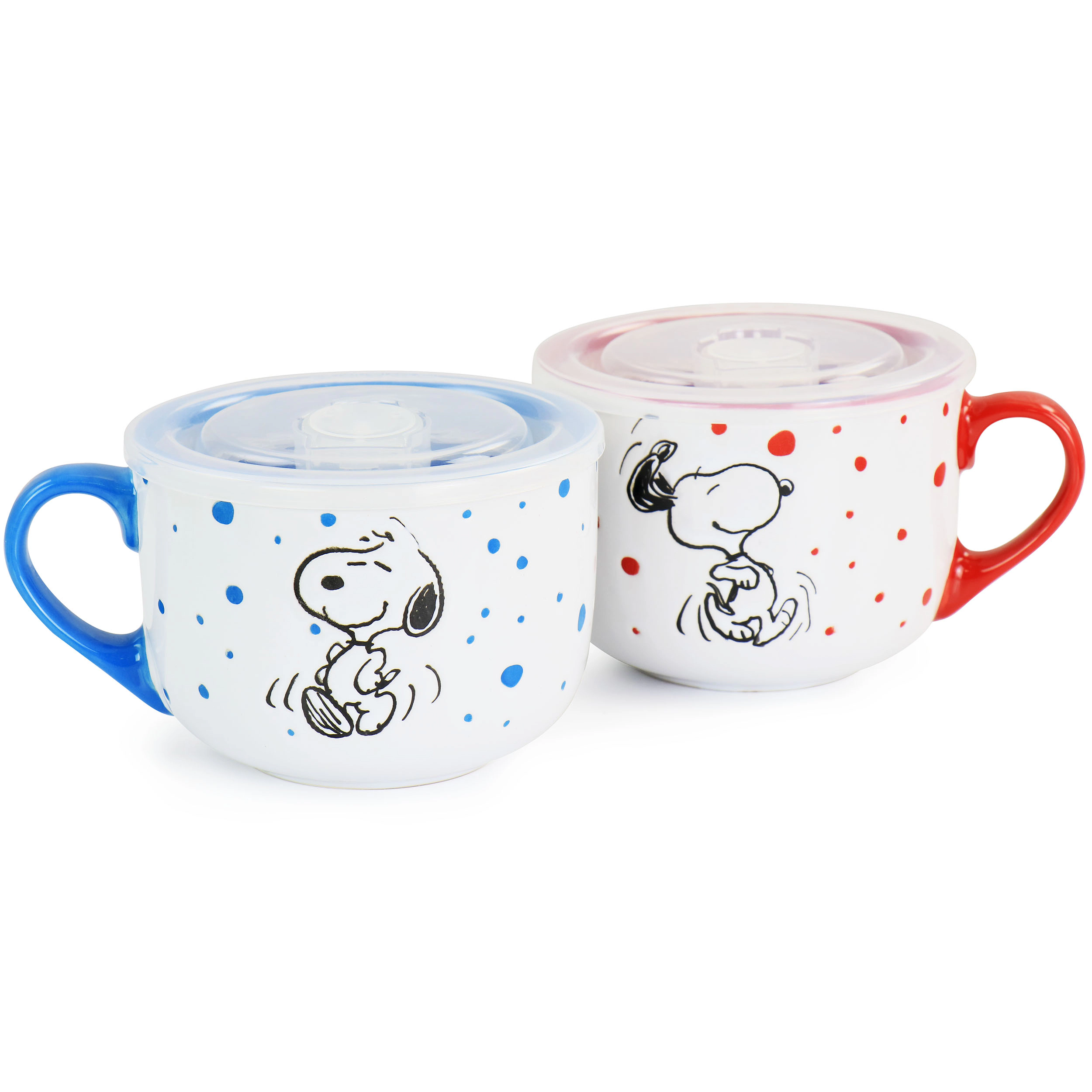 Peanuts Freckled Joy 25oz Stoneware 4 Piece Soup Cup and Lid Set in Assorted Designs