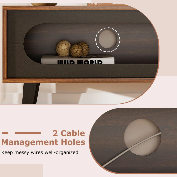 Hivvago Tv Stand For 80 Inch Tvs Mid Century Modern Entertainment Center With Sliding Door Cabinet