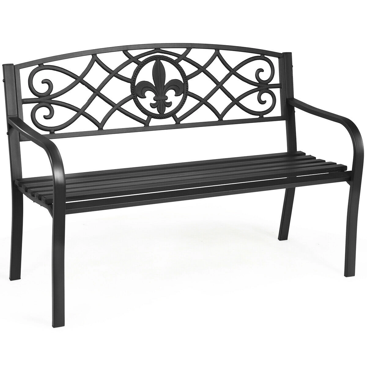 LJG 50 Inch Patio Heavy-Duty Metal Garden Bench