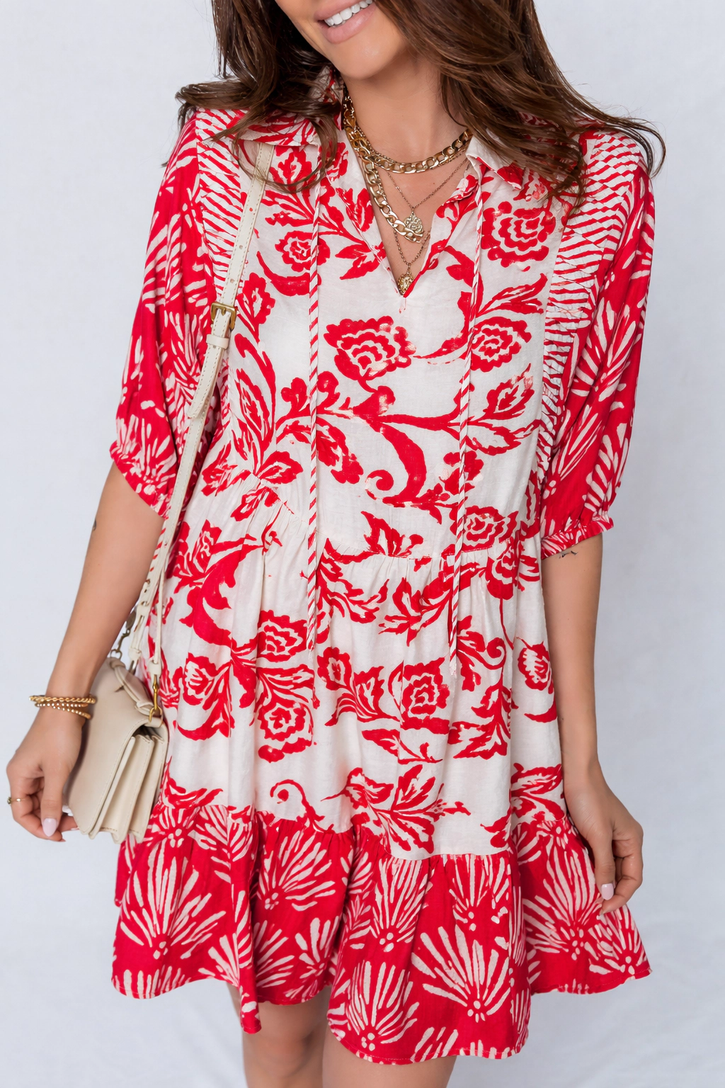 Threaded Pear Women's Ariel Loose Flower Mini Dress