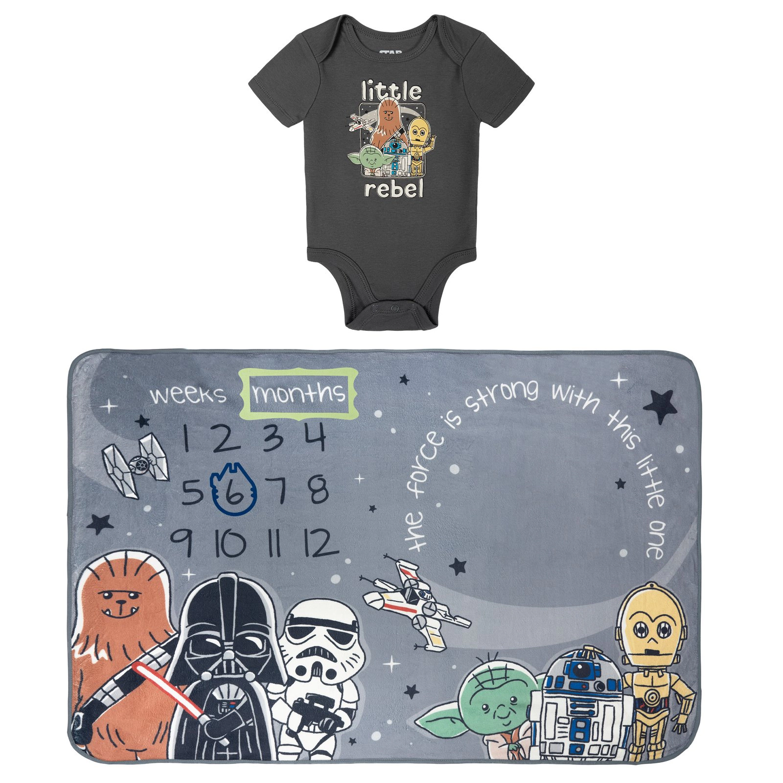 Star Wars Baby Boy or Girl New 4-Piece Bodysuit and Blanket Set