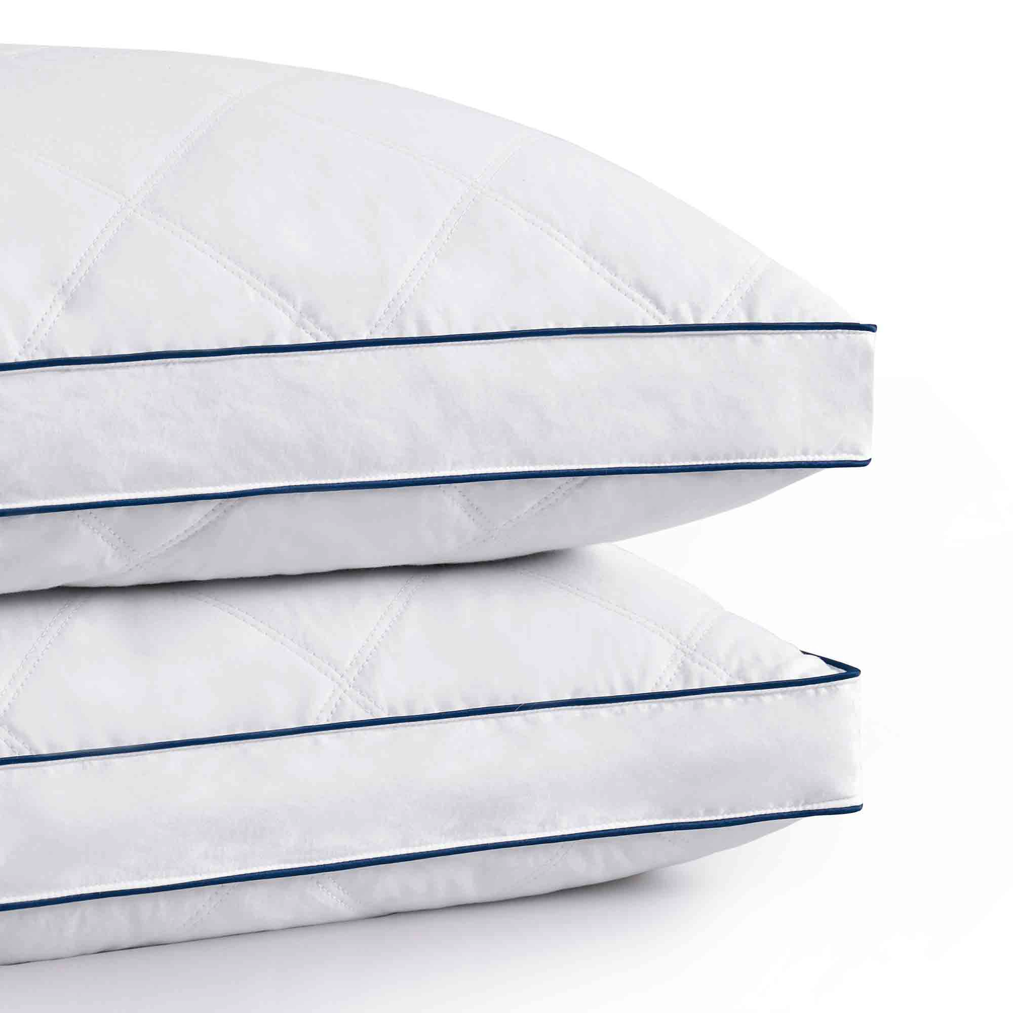 PEACENEST Diamond Quilted Goose Feather Pillow Set Soft Supportive Bed Pillows