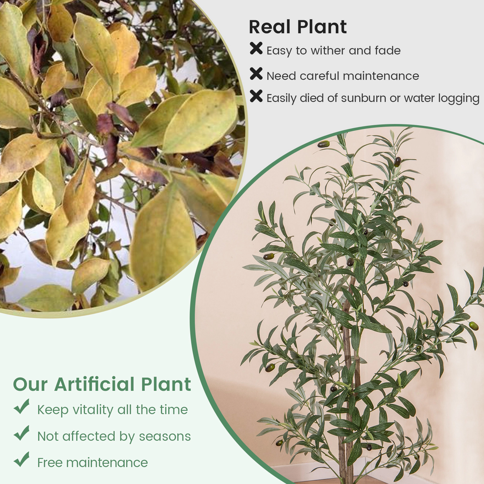 Slickblue 2 Picese 4.5 Ft Artificial Olive Trees with Olive Fruits in Pots for Living Room and Office