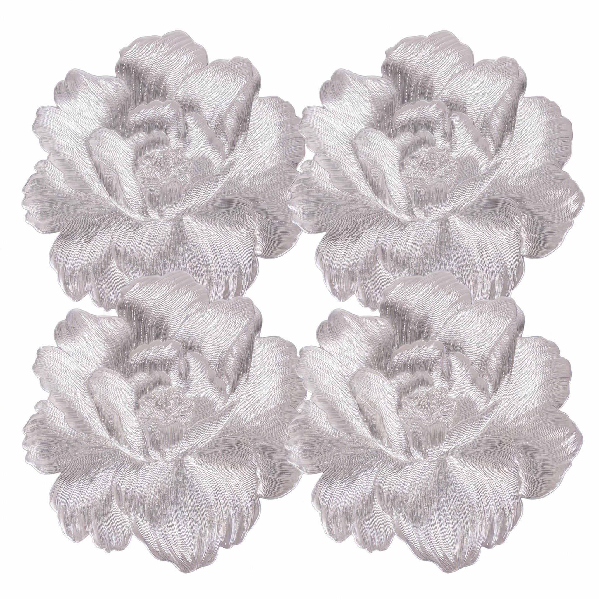 Alilang Unisex 4-Pack Floral Round PVC Placemats Metallic Textured Heat Resistant Table Mats