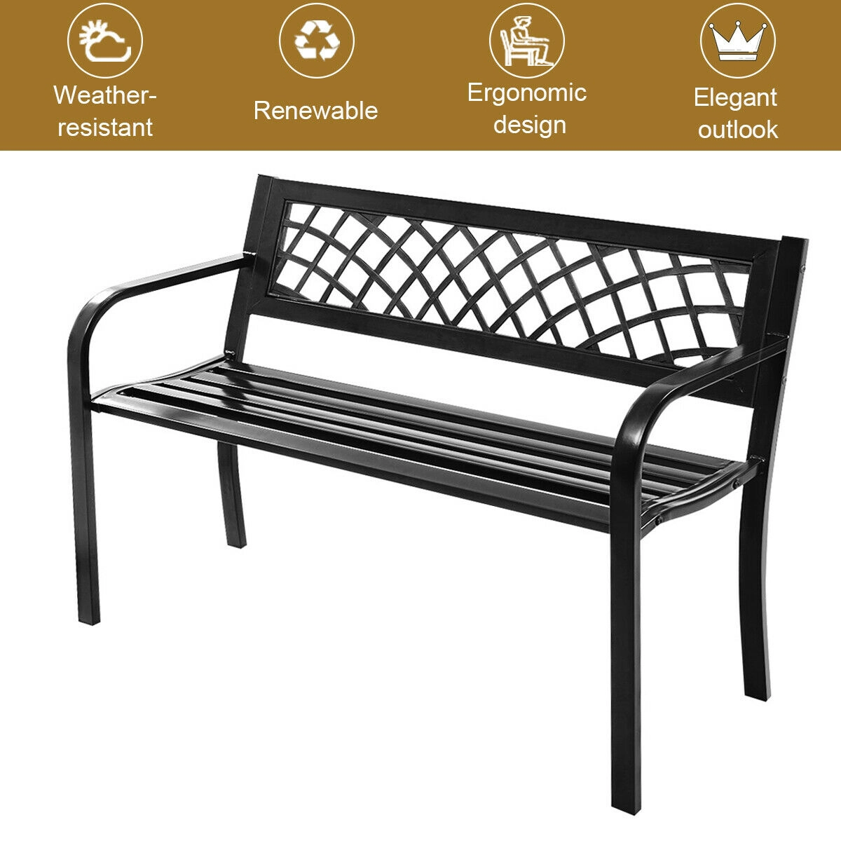 Hivvago Bench Deck With Steel Frame For Outdoor