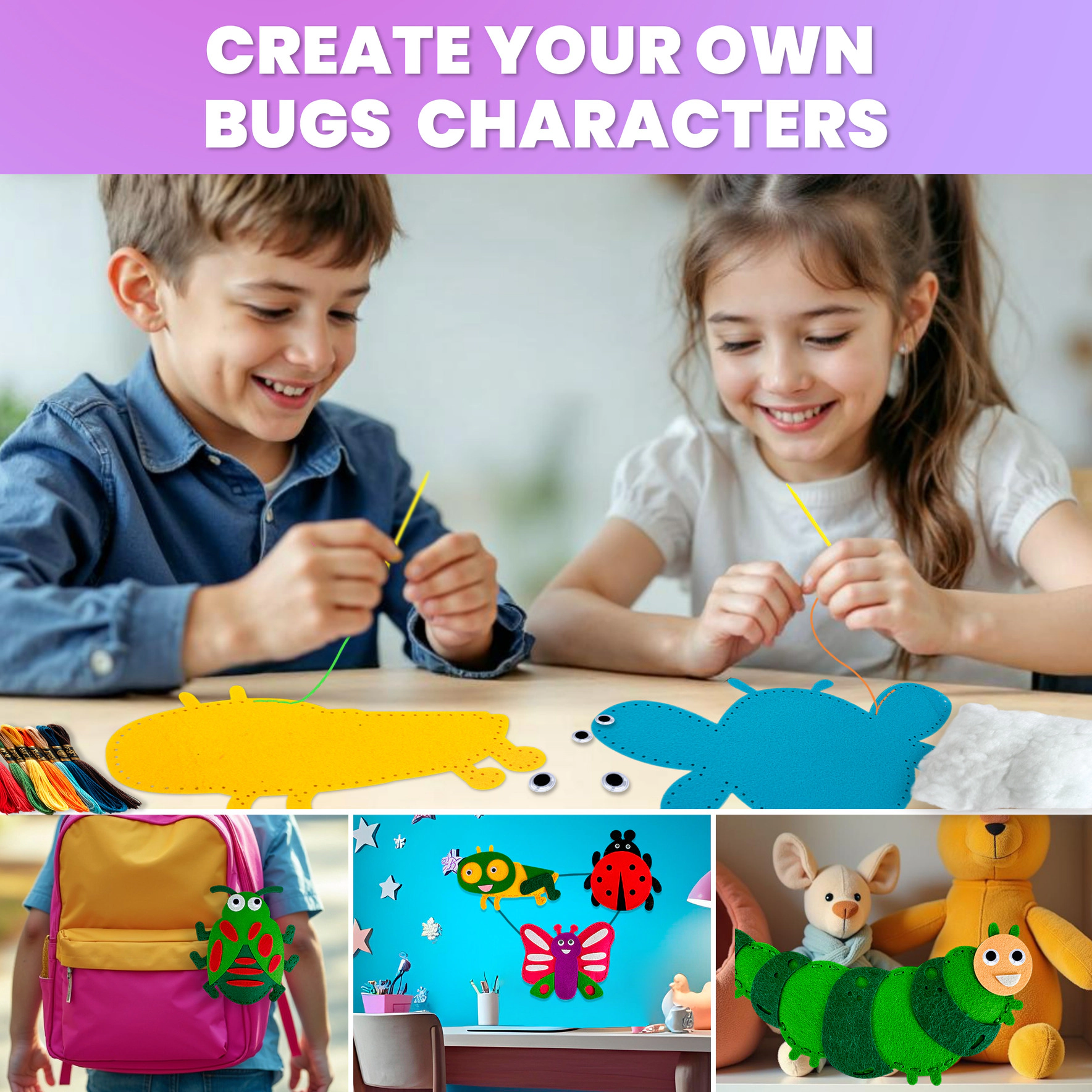 QUOKKA Kids Sewing Craft Kit, Felt Toy Making & Beginner Stitching Set for Ages 6+