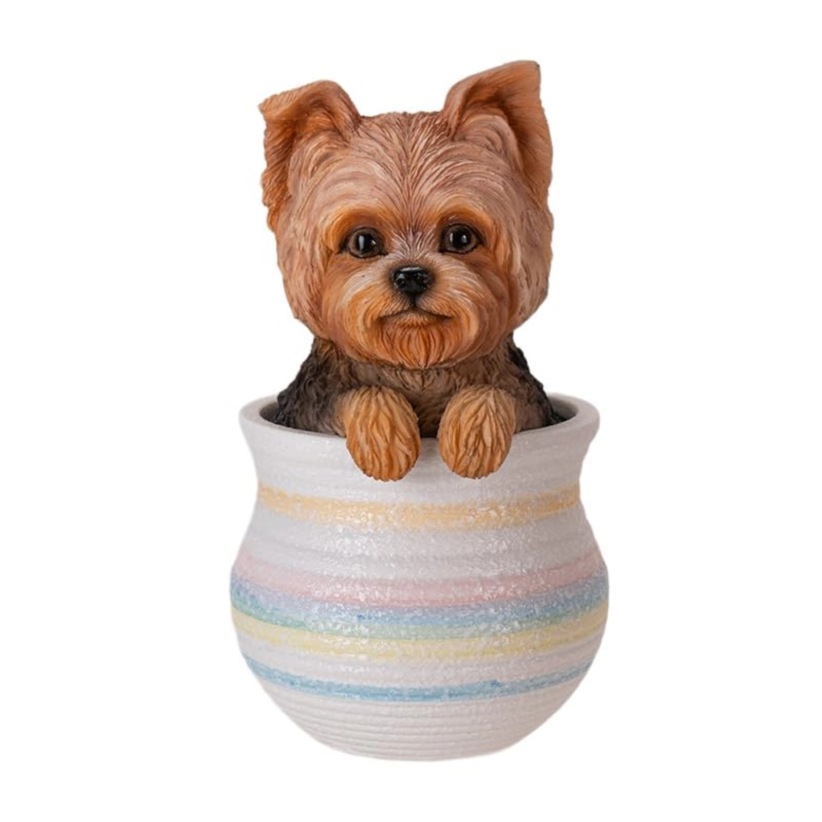 Pacific Giftware Yorkie Dog Figurine in Decorative Pot Cute Home Decor Tabletop Statue 6 inch