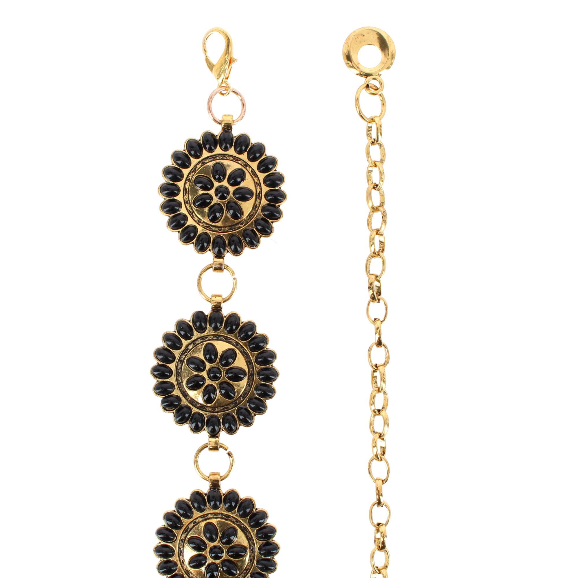 CTM Women's Circle Stone Beaded Concho Gold Chain Belt Adjustable