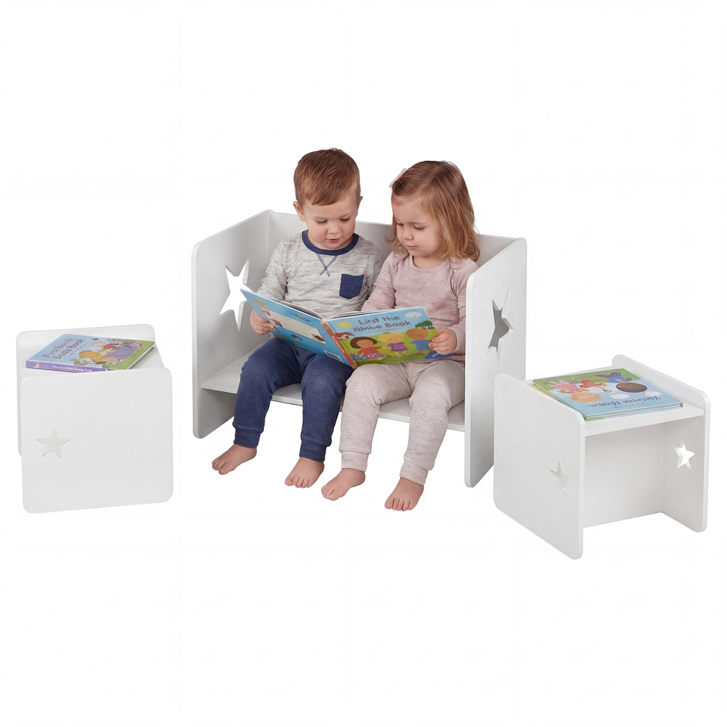 Hivvago 3 Pieces Kids Table And Chair Set Space-Saving Toddler Table And 2 Chairs