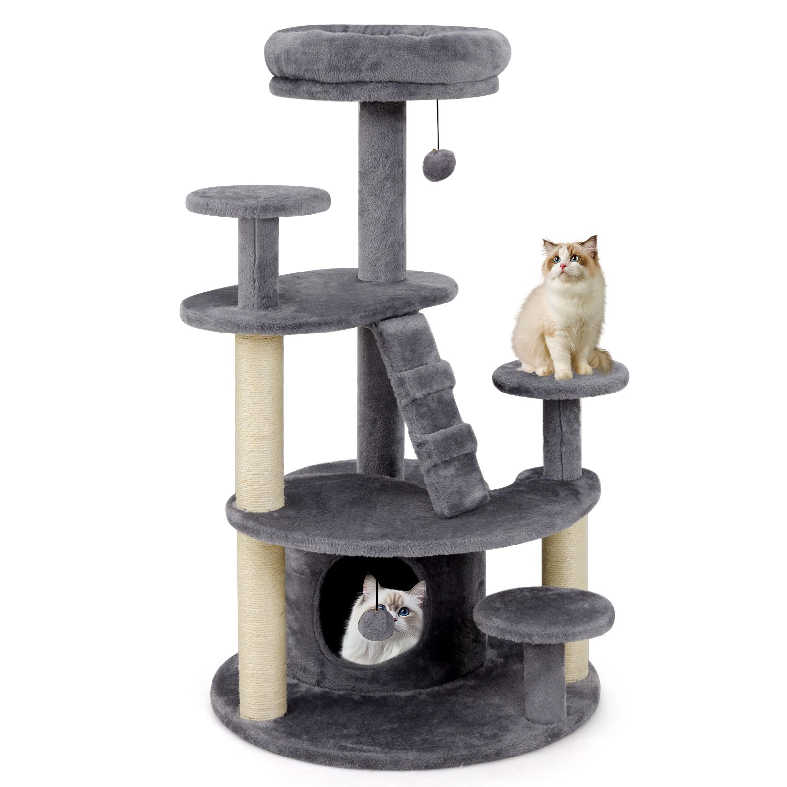 SlickBlue Compact Cat Tree with Condo, Ladder and Multiple Platforms