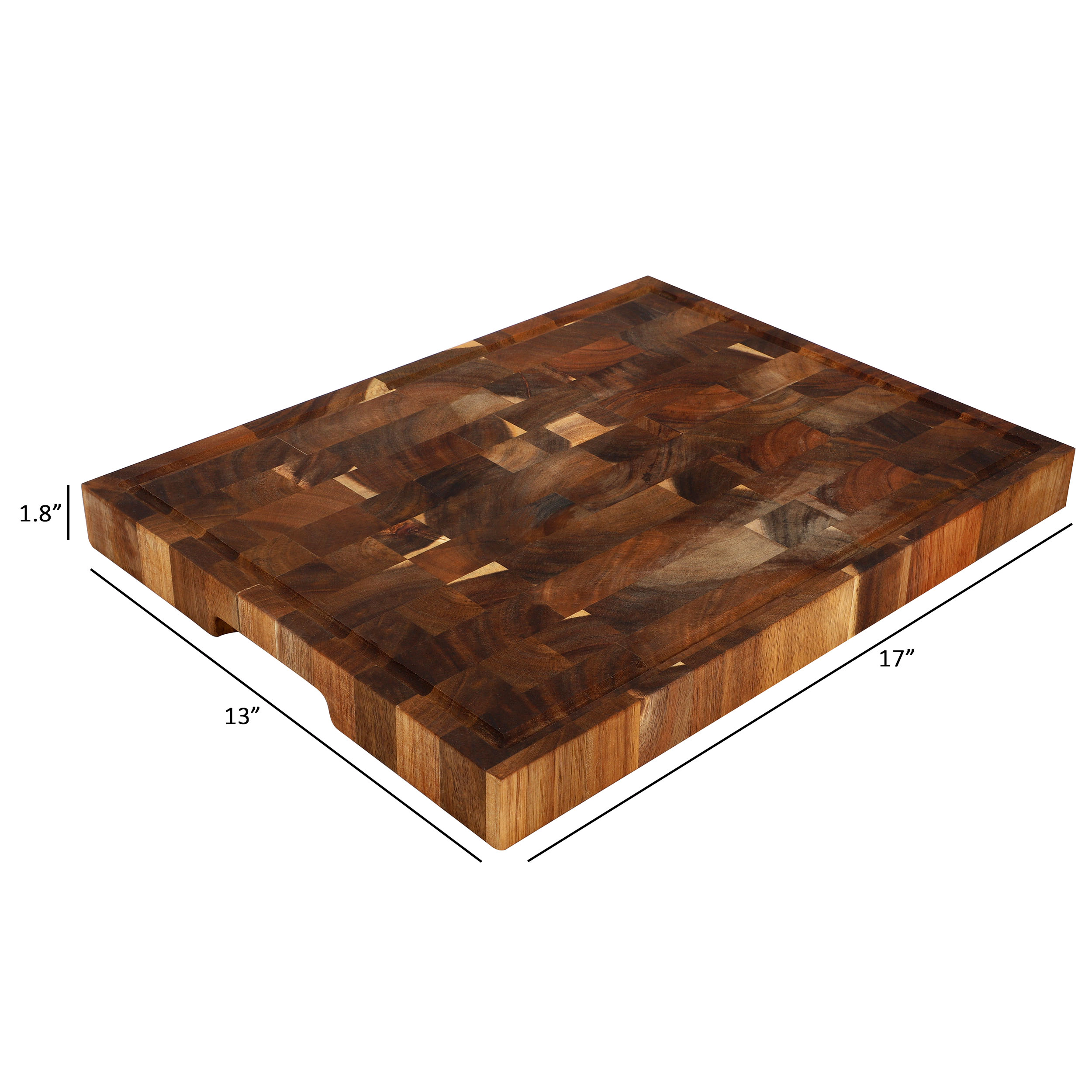 MegaChef 17 x 13 Inch Acacia Wood Butcher Block Carving and Cutting Serving Board with Juice Groove