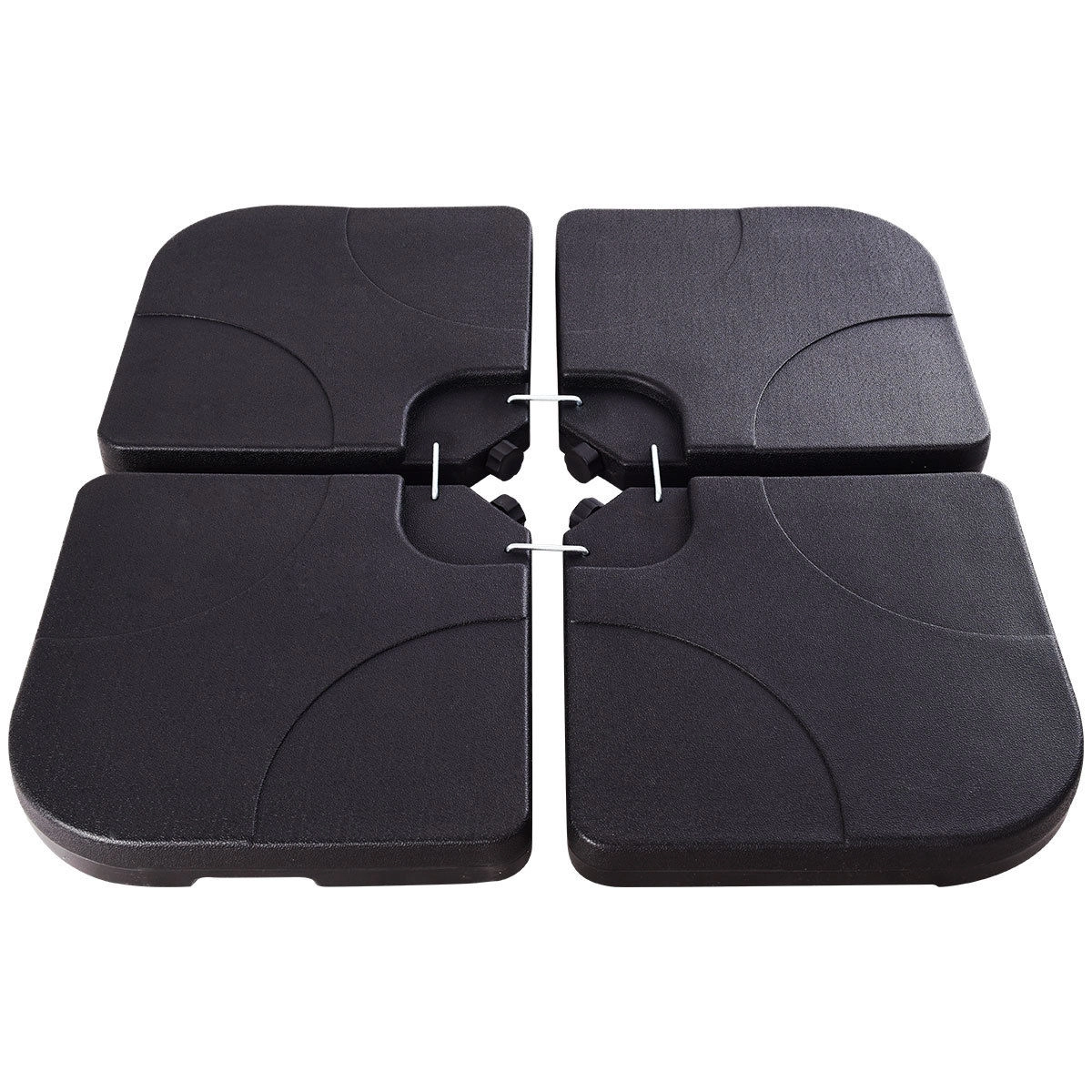 SUGIFT Set of 4 Black Fillable Offset Umbrella Base Weight Plates for Cantilever Umbrella Cross Base