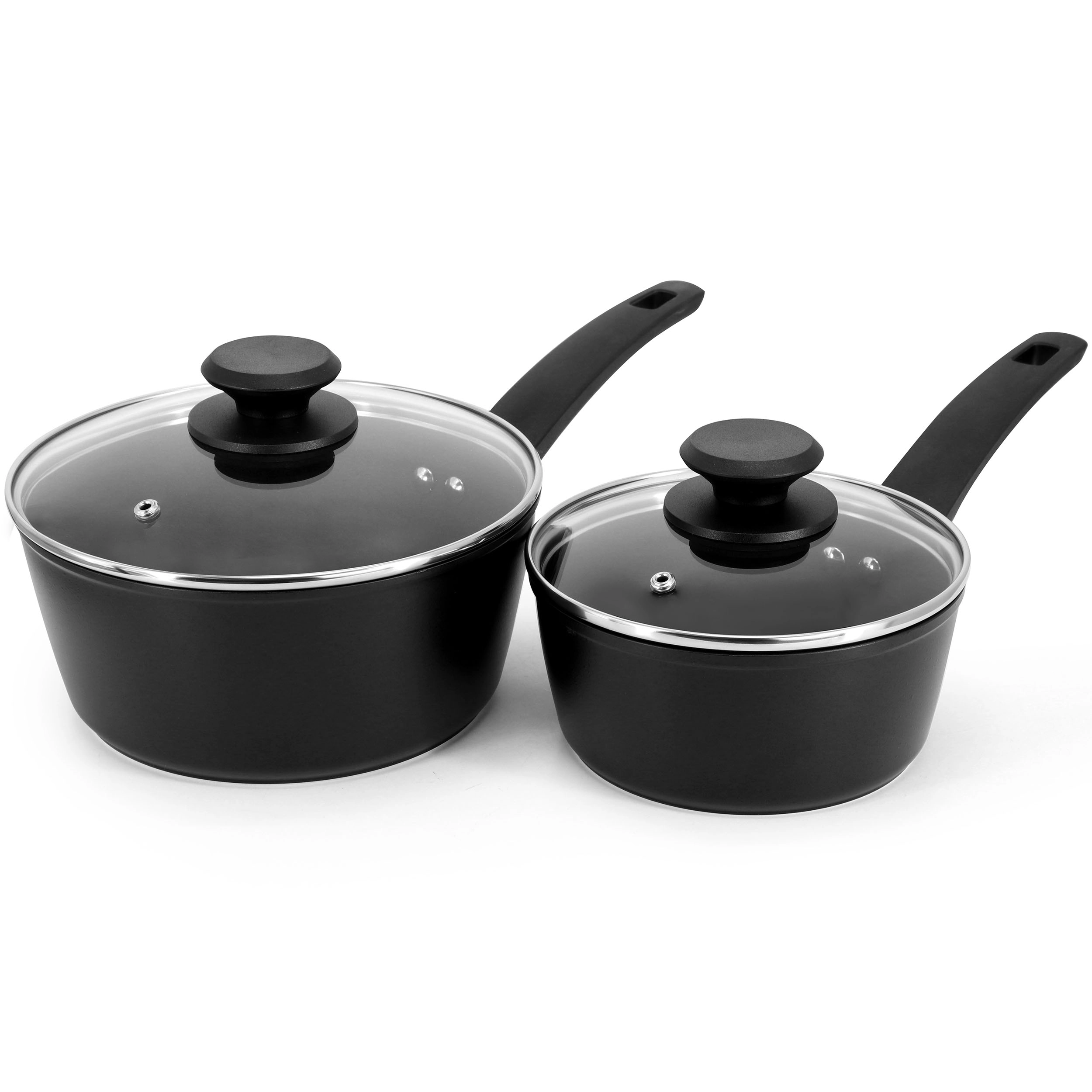 Oster Connelly 7 Piece Textured Nonstick Aluminum Cookware Set in Black