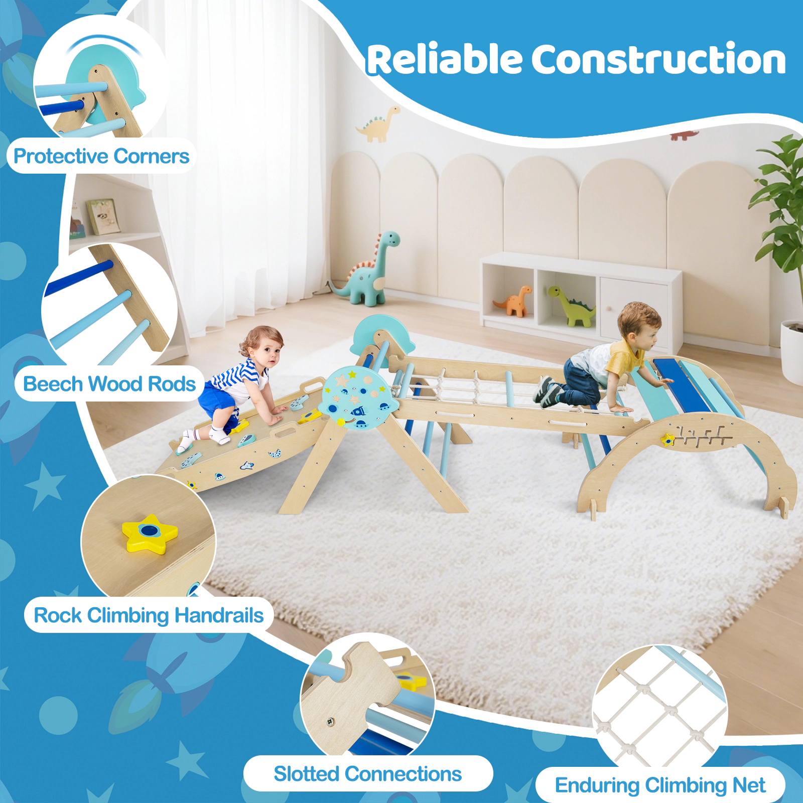 LJG Triangle Set 8-in-1 Foldable Baby Climbing Toys Unicorn Theme