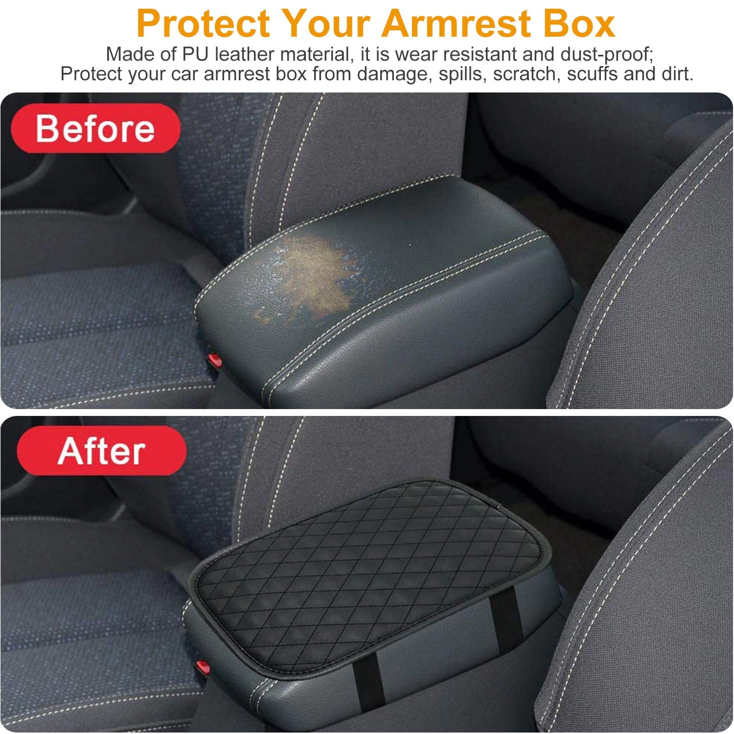 GBruno PU Leather Car Armrest Pad Cover