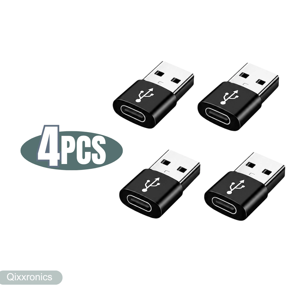 Qixxronics Female USB-C to Male USB Adapter (4 PACK) Converter