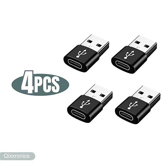 Qixxronics Female USB-C to Male USB Adapter (4 PACK) USB-C to USB Converter Adapter