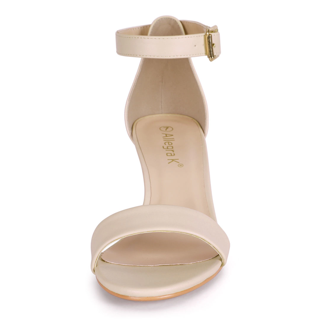 BLISSFUL STEP Women's Ankle Strap Kitten Heel Sandals