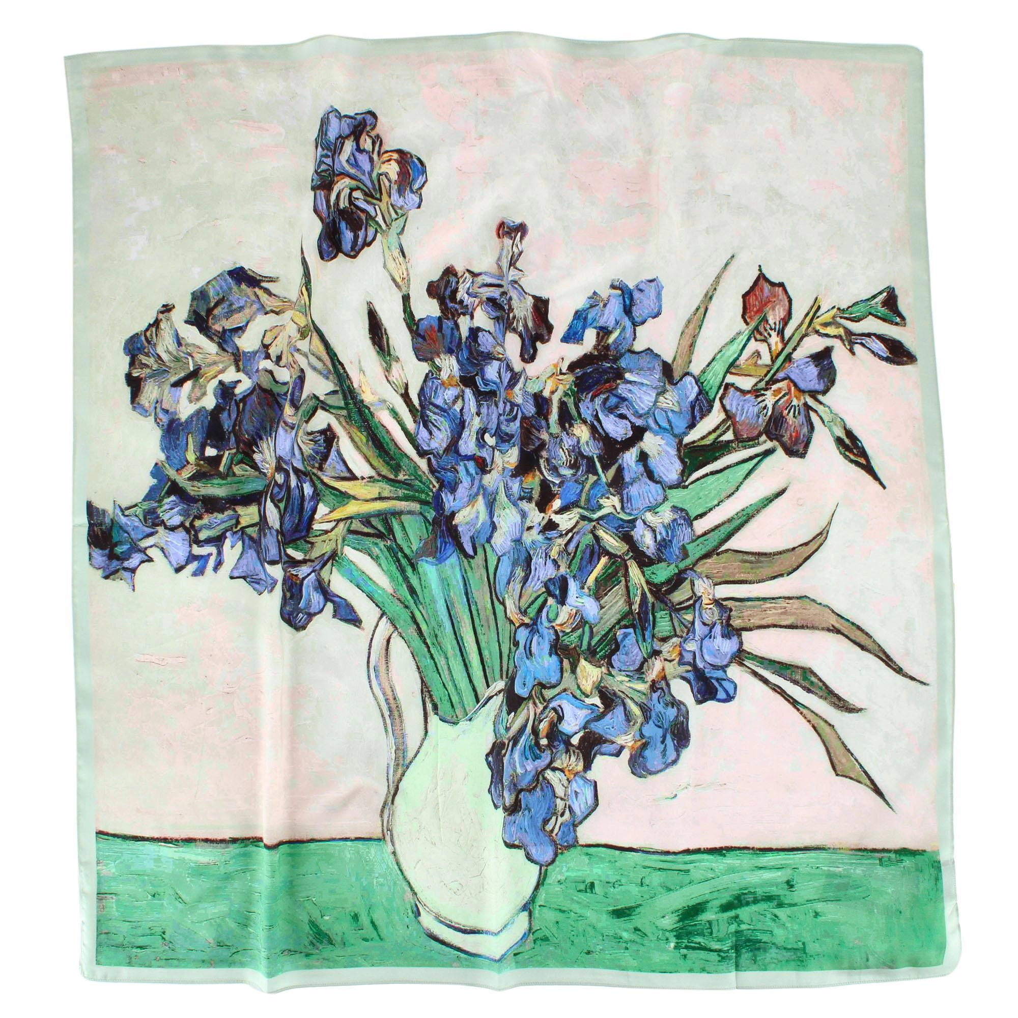 The Magic Scarf Company Women's Van Gogh Vase with Irises Print Silky Scarf