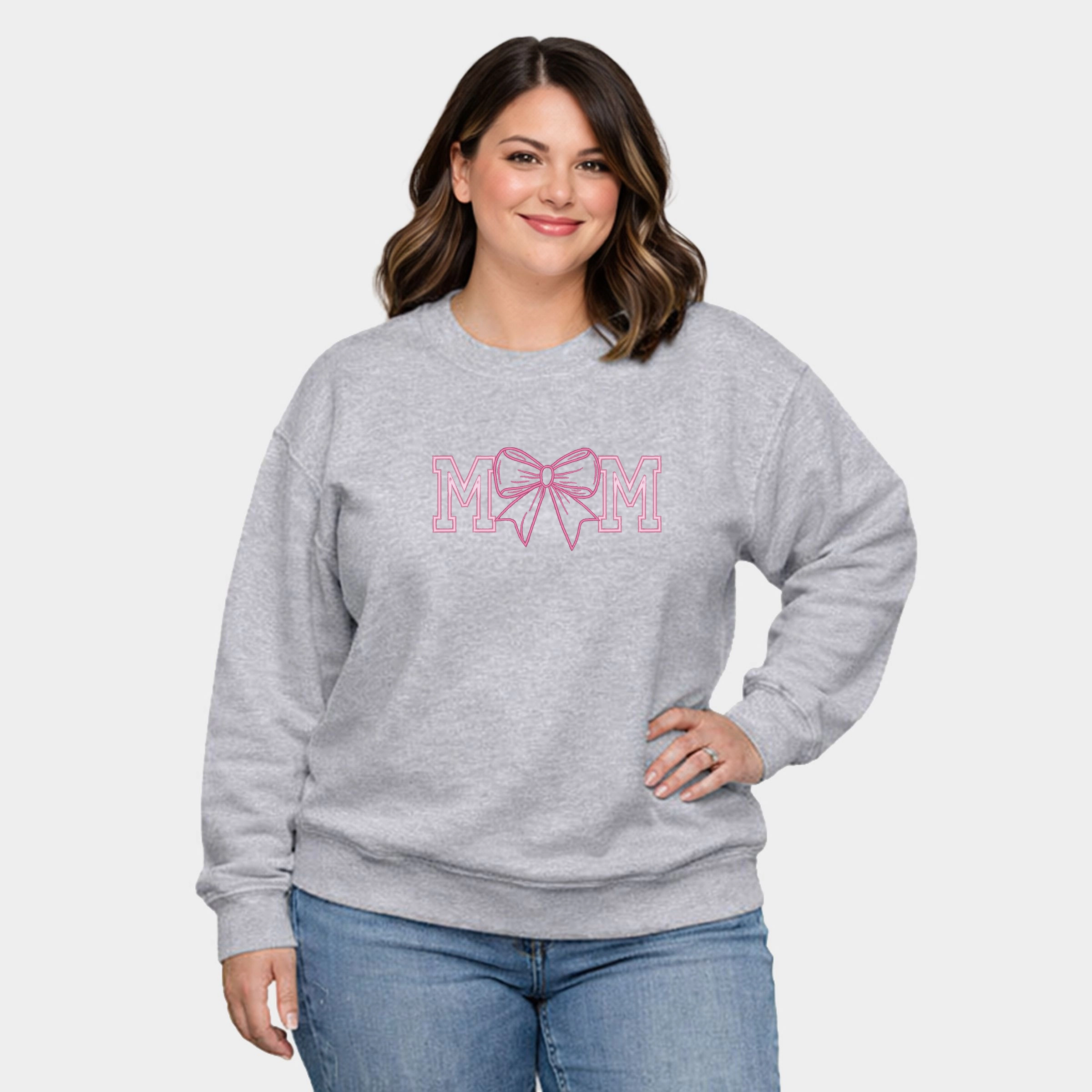 Simply Sage Market - Coquette Bow Mom  Women's Plus Sized Graphic Sweatshirt