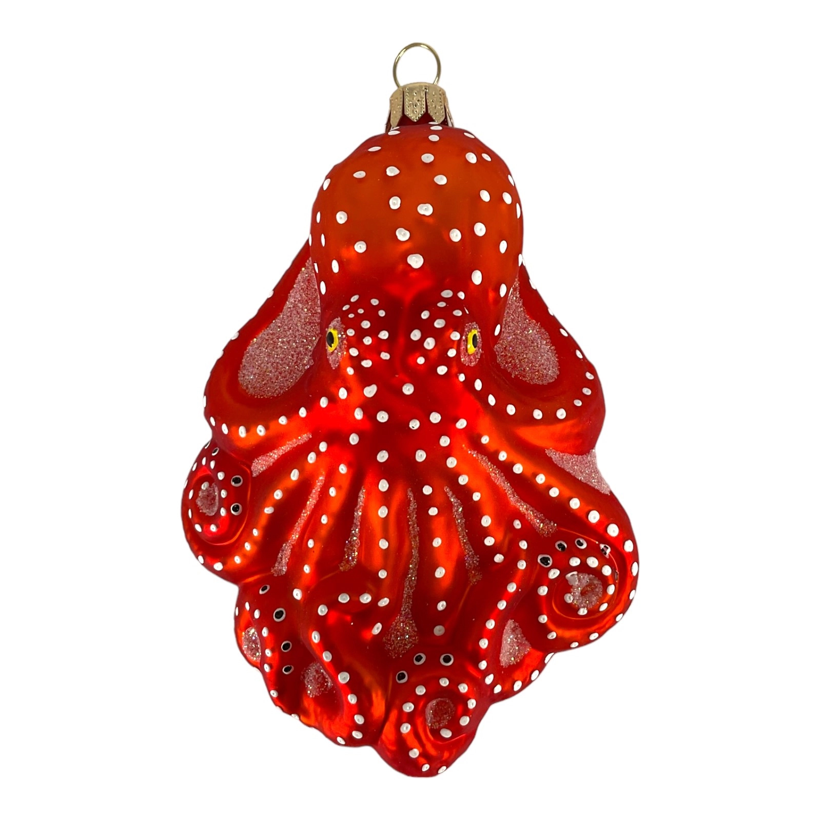 Pinnacle Peak Trading Company Red Octopus Polish Glass Christmas Ornament 4.25 Inch